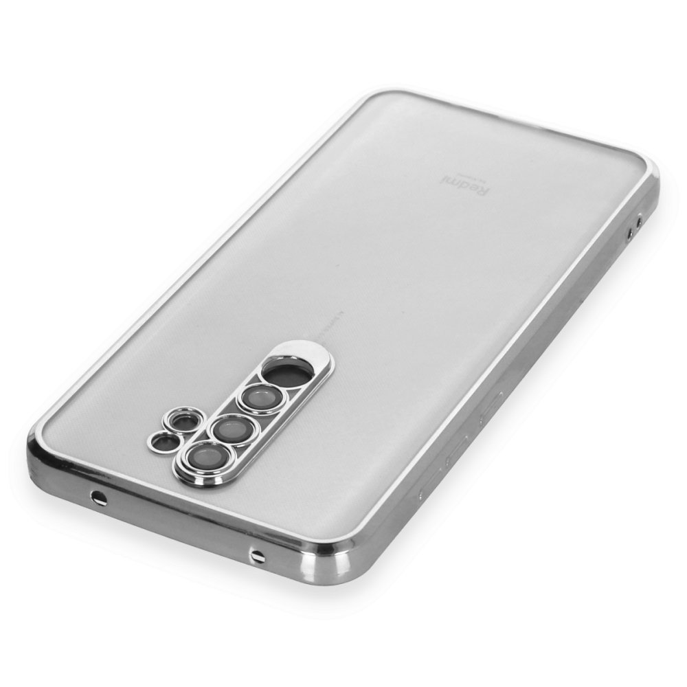 Newface Xiaomi Redmi Note 8 Pro Kılıf Razer Lensli Silikon - Gümüş