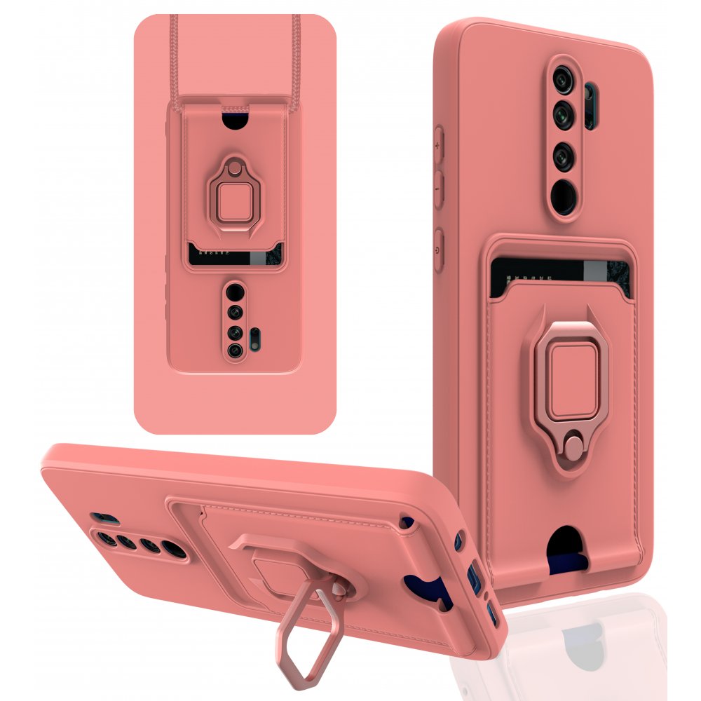 Newface Xiaomi Redmi Note 8 Pro Kılıf Zuma Kartvizitli Yüzüklü Silikon - Pembe