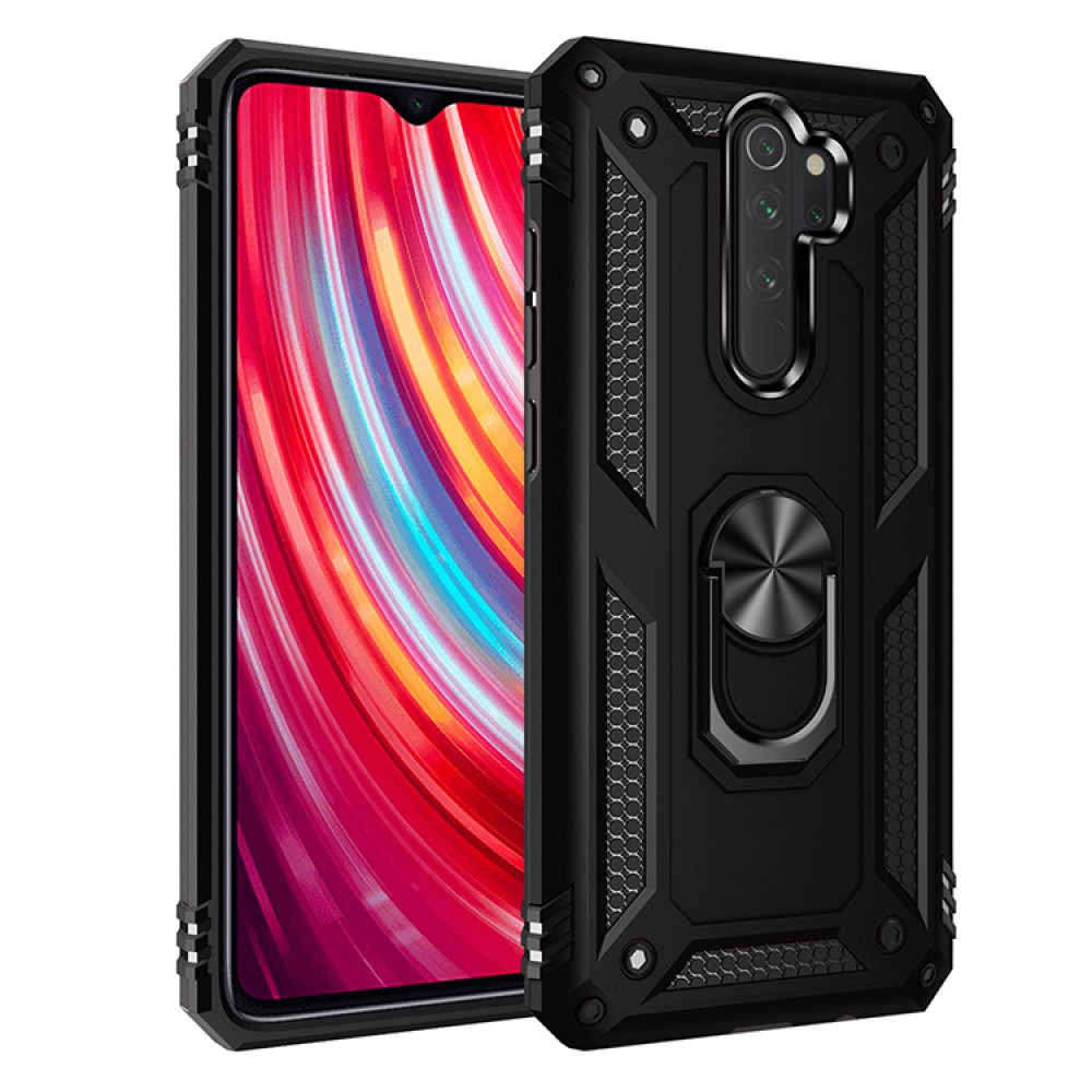 Newface Xiaomi Redmi Note 8 Pro Kılıf Sofya Yüzüklü Silikon Kapak - Siyah