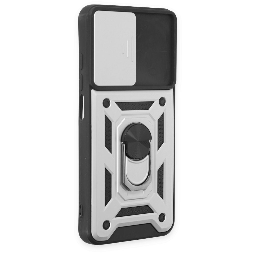 Newface Xiaomi Redmi Note 9 4G Kılıf Pars Lens Yüzüklü Silikon - Gümüş