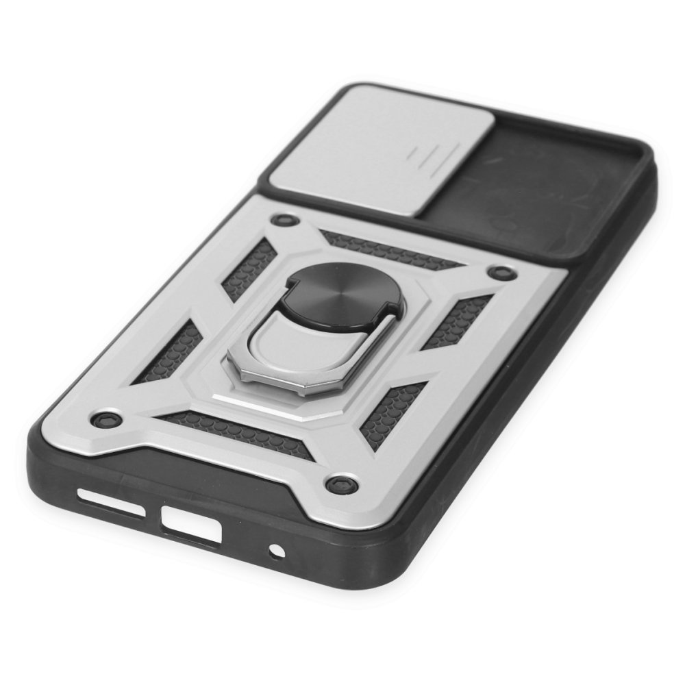 Newface Xiaomi Redmi Note 9 4G Kılıf Pars Lens Yüzüklü Silikon - Gümüş