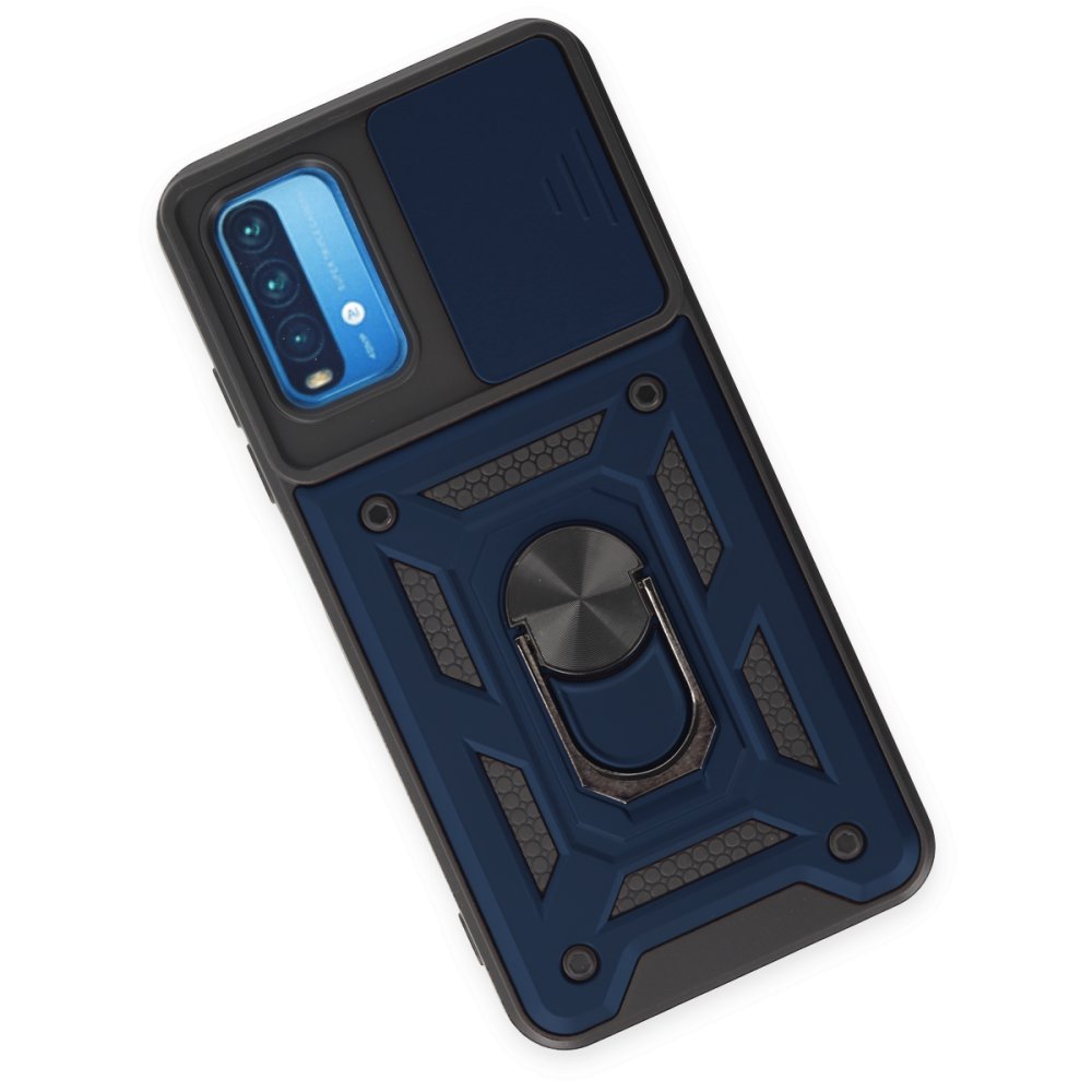 Newface Xiaomi Redmi Note 9 4G Kılıf Pars Lens Yüzüklü Silikon - Lacivert