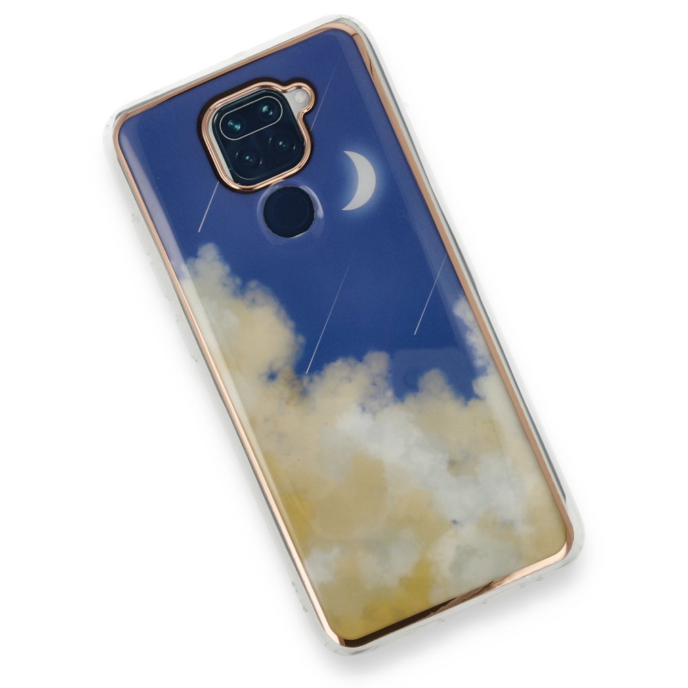 Newface Xiaomi Redmi Note 9 Kılıf Çiçekli Silikon - Lacivert