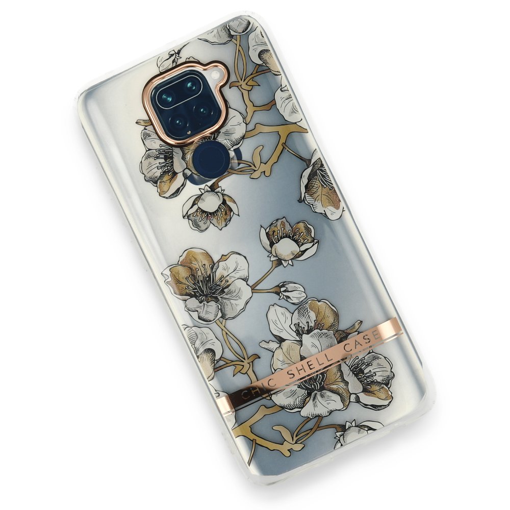 Newface Xiaomi Redmi Note 9 Kılıf Çiçekli Silikon - Pudra