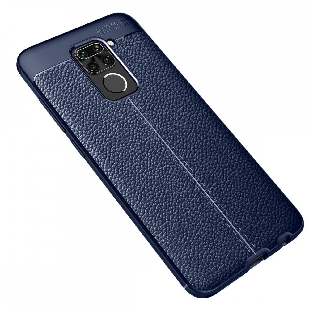 Newface Xiaomi Redmi Note 9 Kılıf Focus Derili Silikon - Lacivert