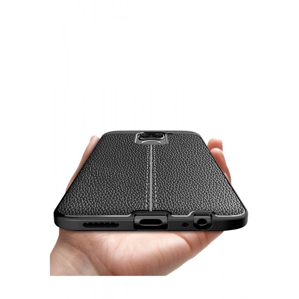 Newface Xiaomi Redmi Note 9 Kılıf Focus Derili Silikon - Lacivert
