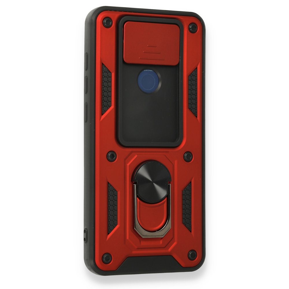 Newface Xiaomi Redmi Note 9 Kılıf Pars Lens Yüzüklü Silikon - Kırmızı