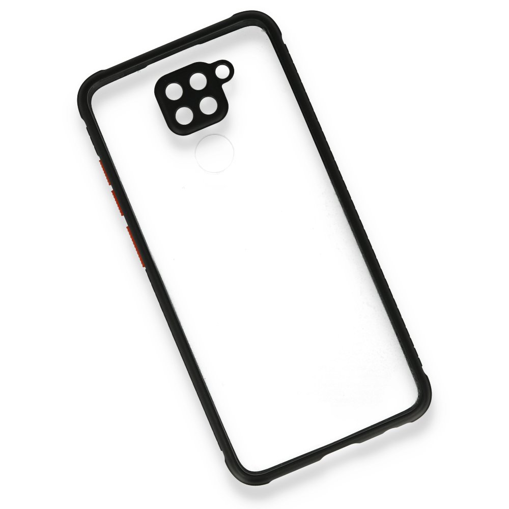 Newface Xiaomi Redmi Note 9 Kılıf Miami Şeffaf Silikon  - Siyah
