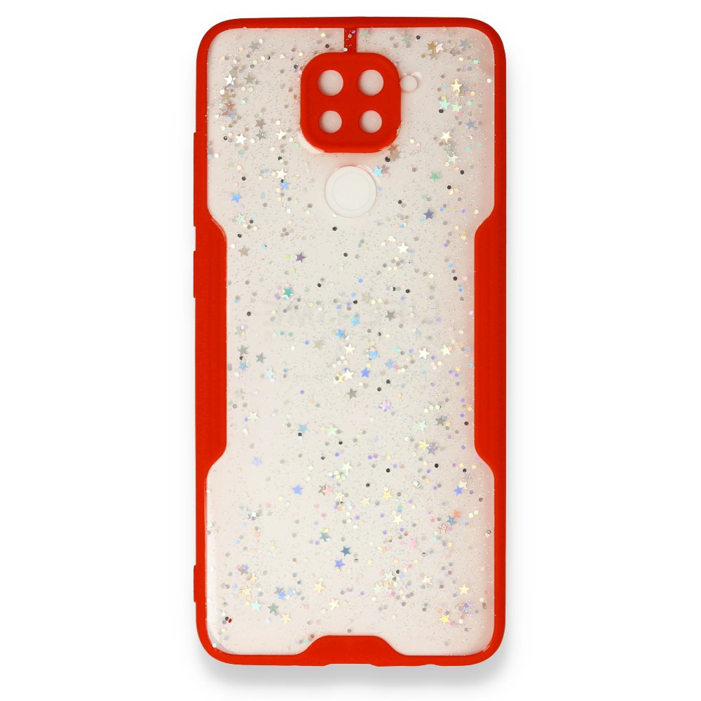 Newface Xiaomi Redmi Note 9 Kılıf Platin Simli Silikon - Kırmızı