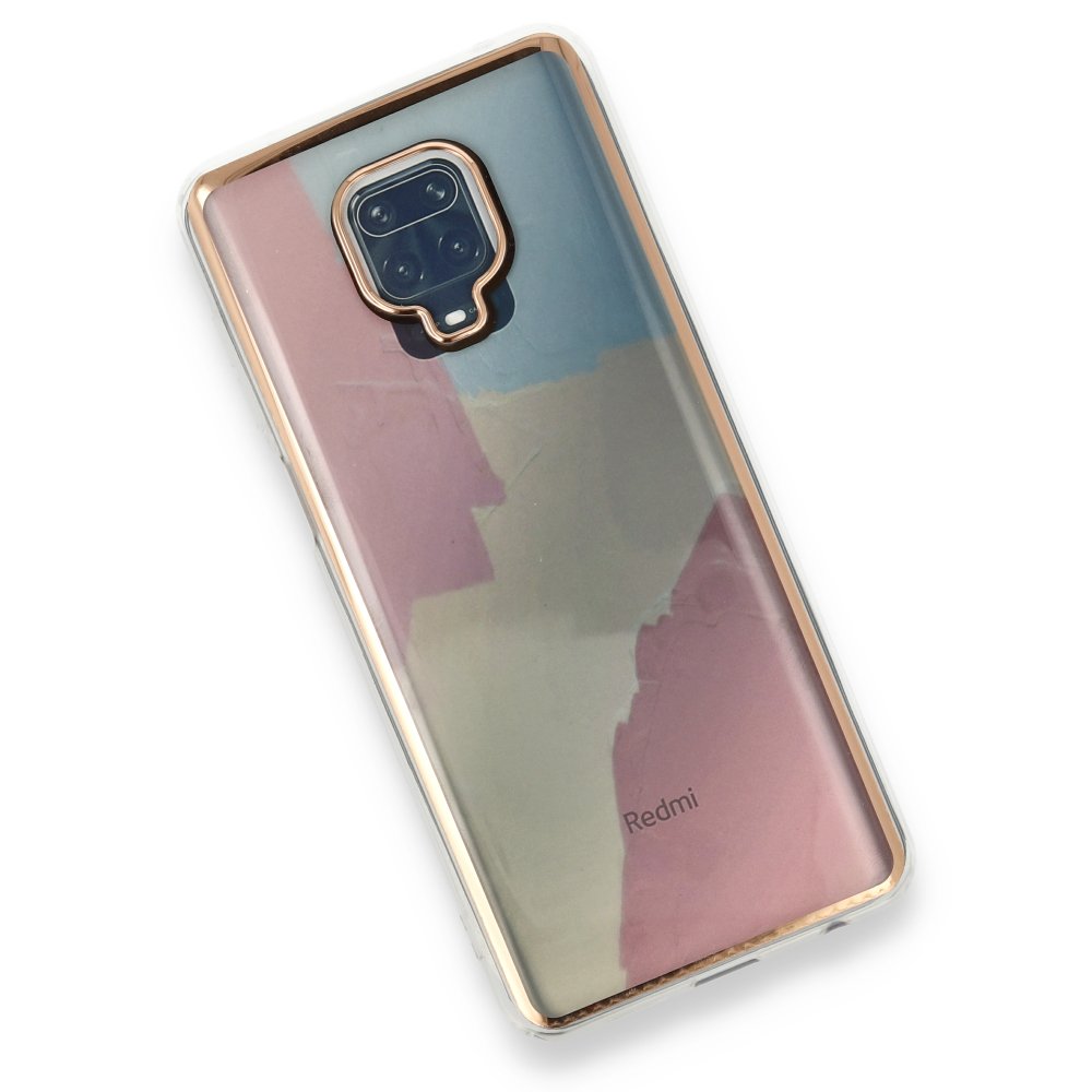 Newface Xiaomi Redmi Note 9 Pro Kılıf Çiçekli Silikon - Buz Mavi