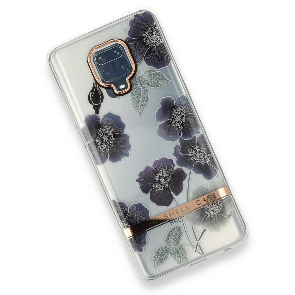 Newface Xiaomi Redmi Note 9 Pro Kılıf Çiçekli Silikon - Mor