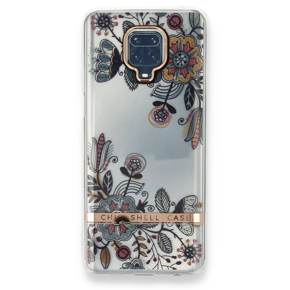 Newface Xiaomi Redmi Note 9 Pro Kılıf Çiçekli Silikon - Siyah