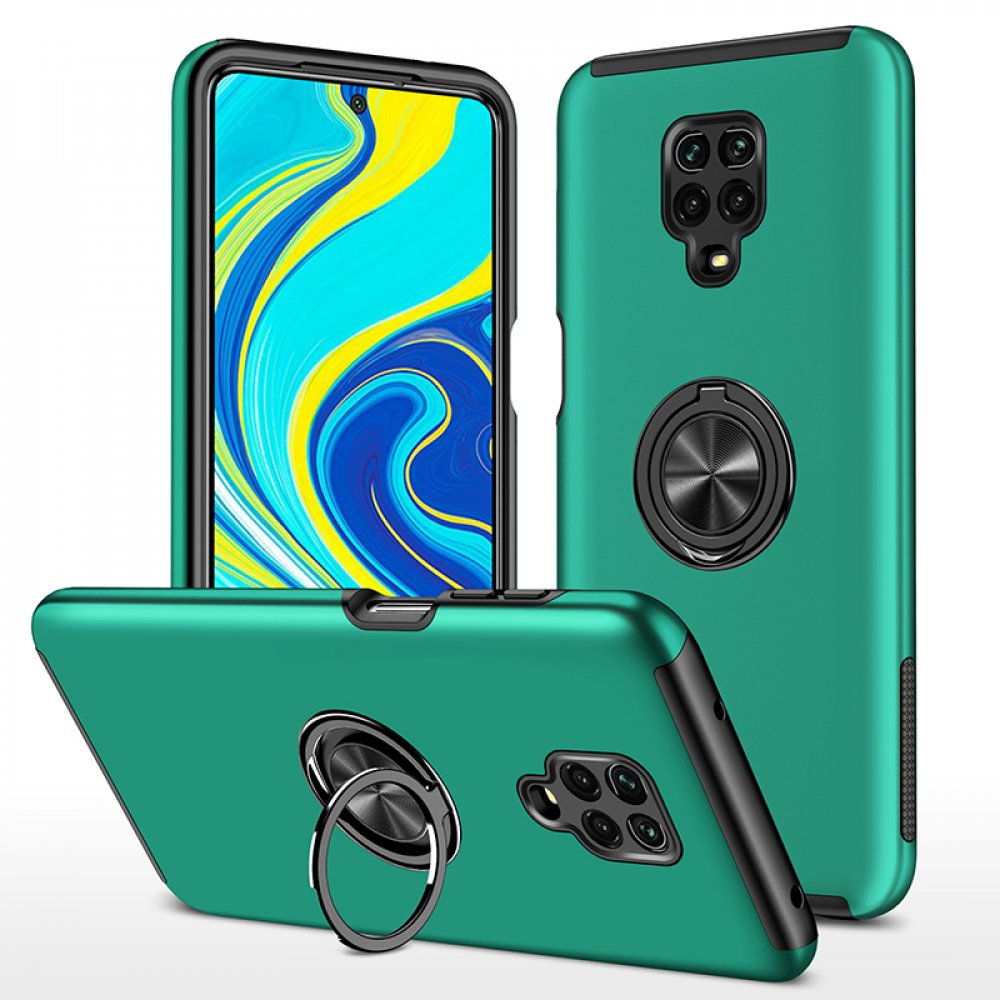 Newface Xiaomi Redmi Note 9 Pro Kılıf Elit Yüzüklü Kapak - Yeşil