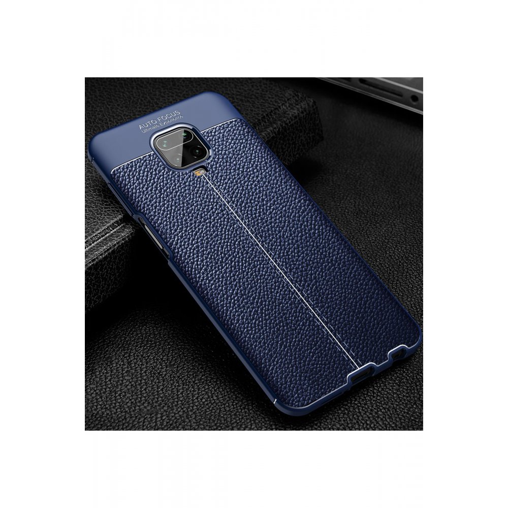 Newface Xiaomi Redmi Note 9 Pro Kılıf Focus Derili Silikon - Lacivert
