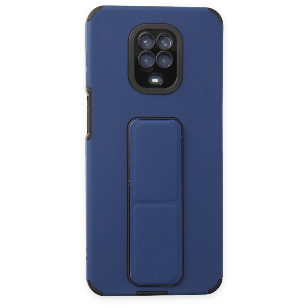 Newface Xiaomi Redmi Note 9 Pro Kılıf Mega Standlı Silikon - Mavi