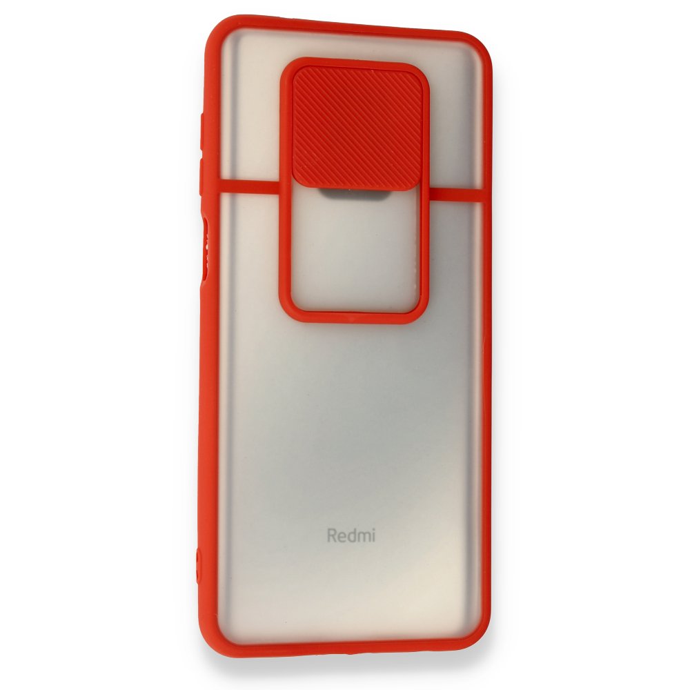 Newface Xiaomi Redmi Note 9 Pro Kılıf Palm Buzlu Kamera Sürgülü Silikon - Kırmızı