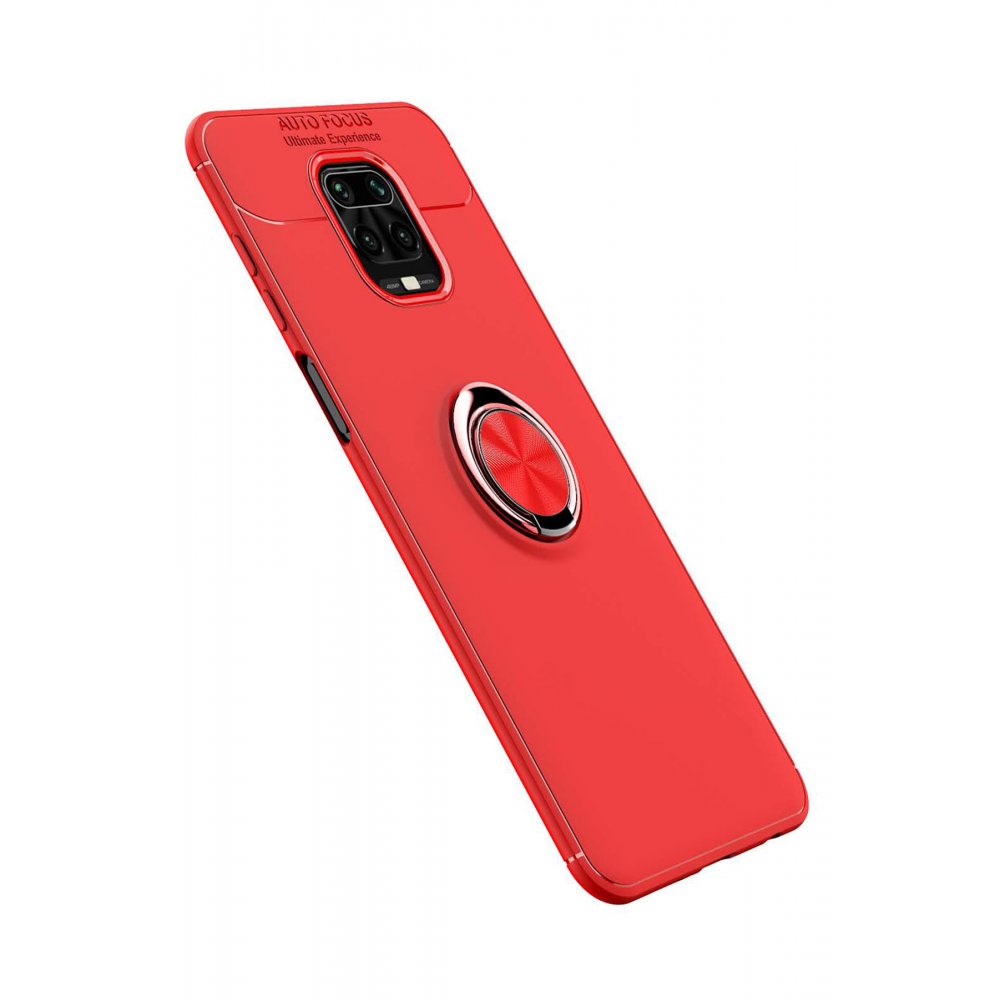 Newface Xiaomi Redmi Note 9 Pro Kılıf Range Yüzüklü Silikon - Kırmızı