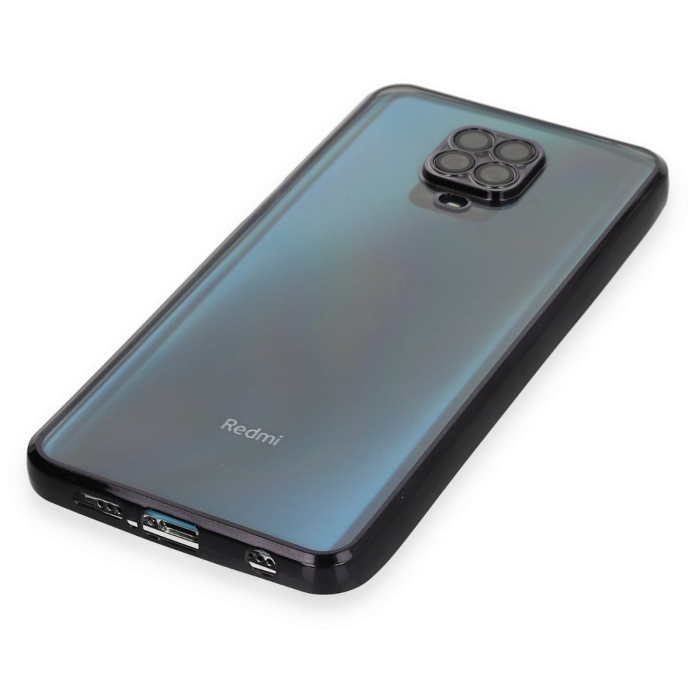 Newface Xiaomi Redmi Note 9 Pro Kılıf Razer Lensli Silikon - Siyah