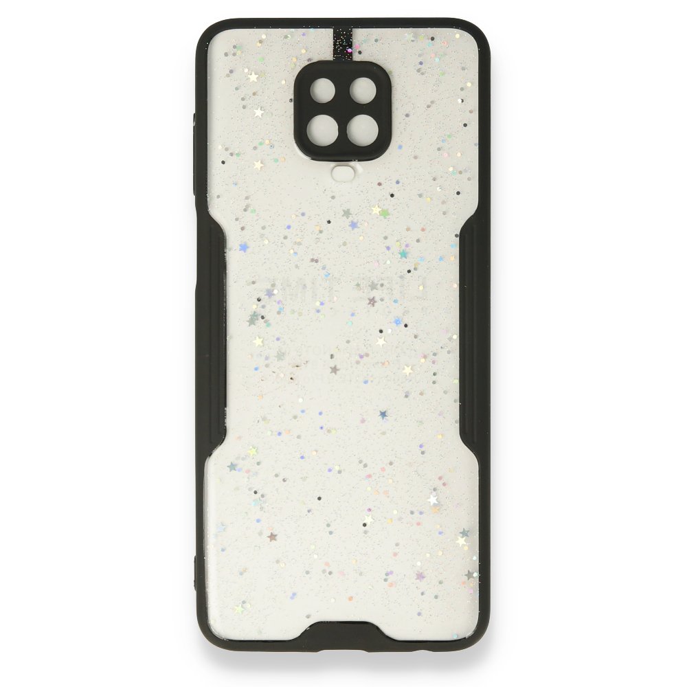 Newface Xiaomi Redmi Note 9S Kılıf Platin Simli Silikon - Siyah