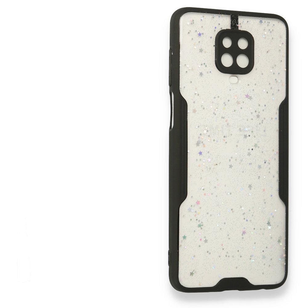 Newface Xiaomi Redmi Note 9S Kılıf Platin Simli Silikon - Siyah