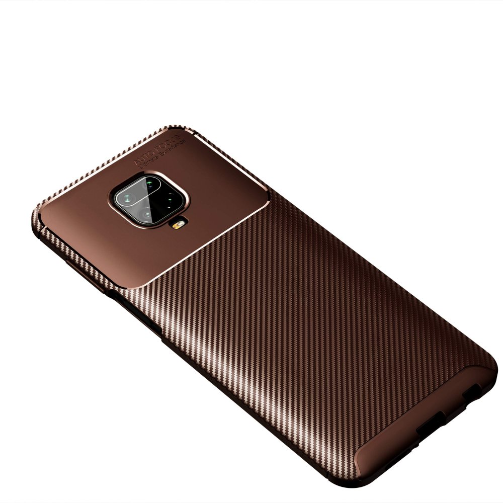 Newface Xiaomi Redmi Note 9S Kılıf Auto Focus Karbon Kapak - Kahverengi