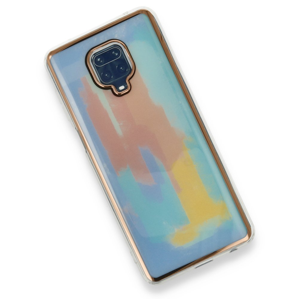 Newface Xiaomi Redmi Note 9S Kılıf Çiçekli Silikon - Mavi