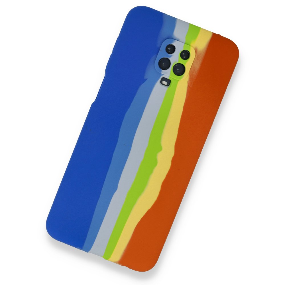 Newface Xiaomi Redmi Note 9S Kılıf Ebruli Lansman Silikon - Mavi-Turuncu