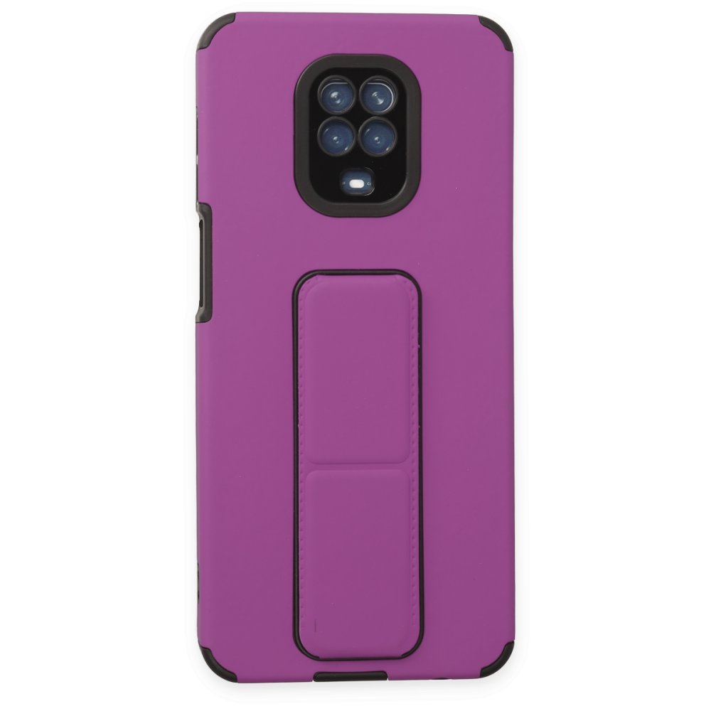 Newface Xiaomi Redmi Note 9S Kılıf Mega Standlı Silikon - Mor