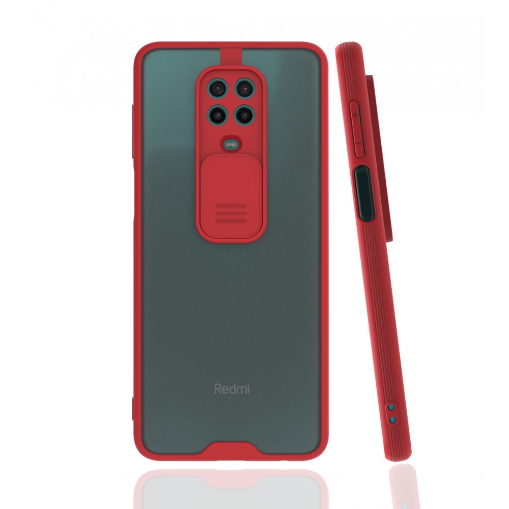 Newface Xiaomi Redmi Note 9 Pro Kılıf Platin Kamera Koruma Silikon - Kırmızı