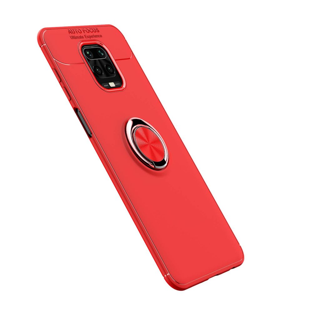 Newface Xiaomi Redmi Note 9S Kılıf Range Yüzüklü Silikon - Kırmızı