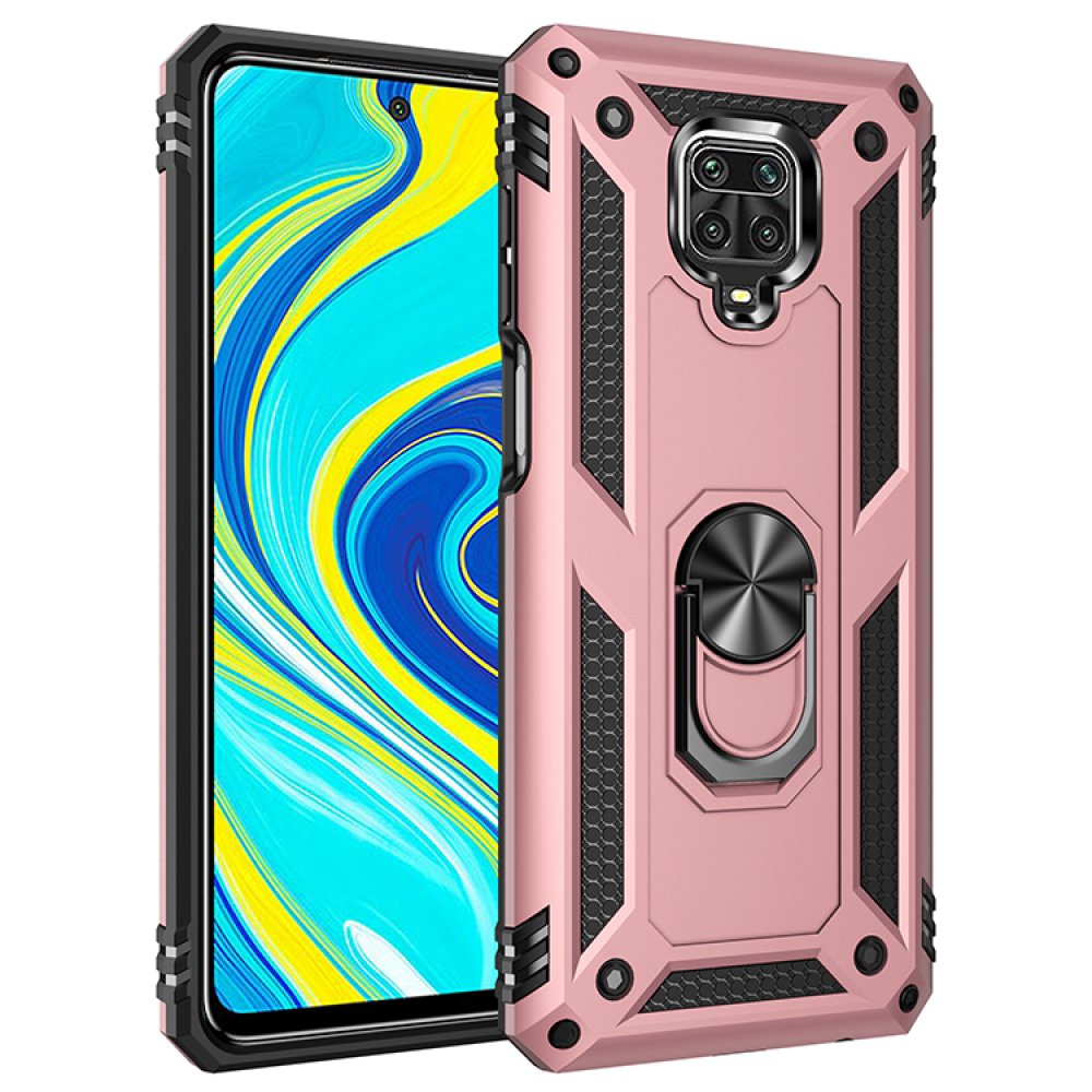 Newface Xiaomi Redmi Note 9S Kılıf Sofya Yüzüklü Silikon Kapak - Rose
