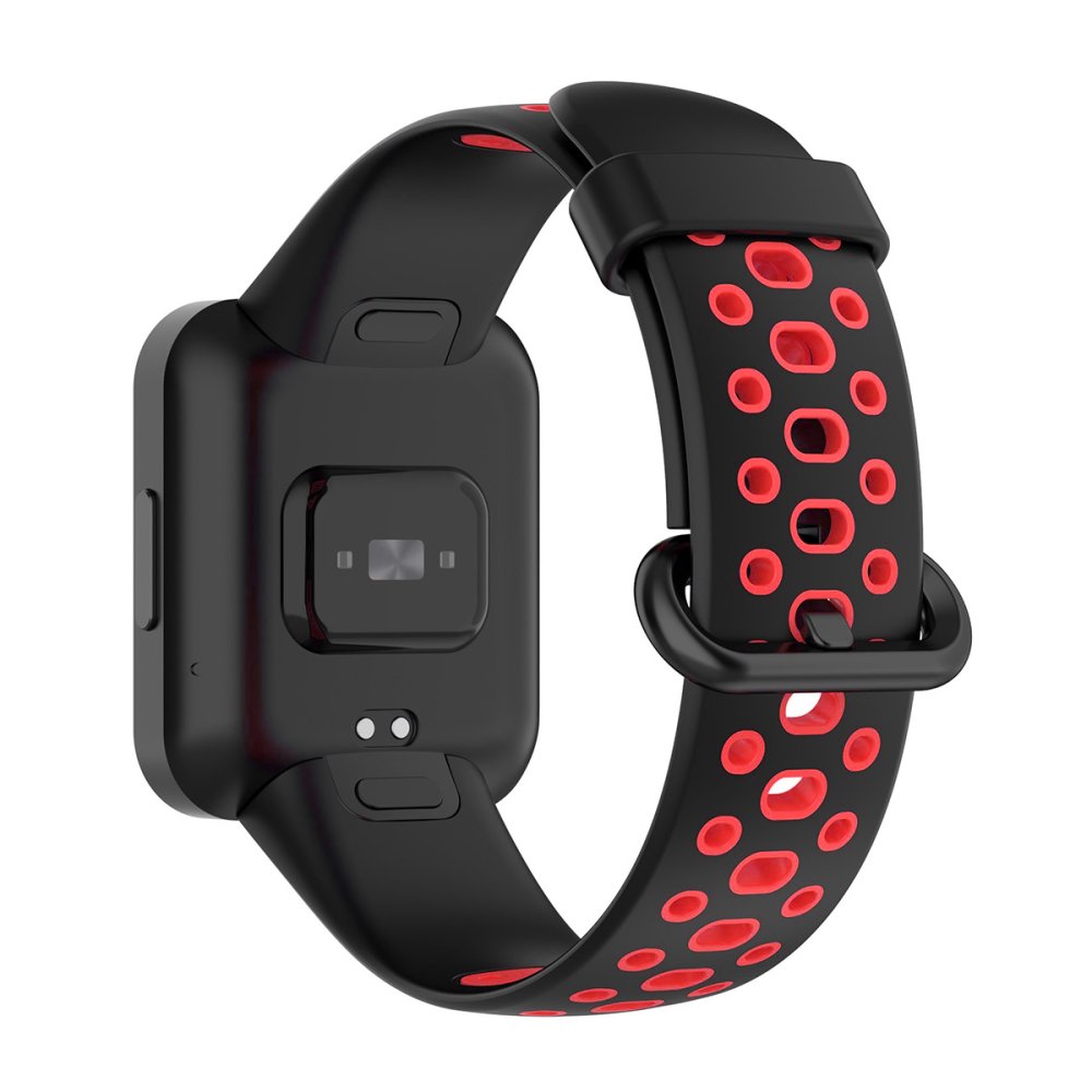Newface Xiaomi Redmi Watch 2 Lite Spor Delikli Kordon - Siyah-Kırmızı