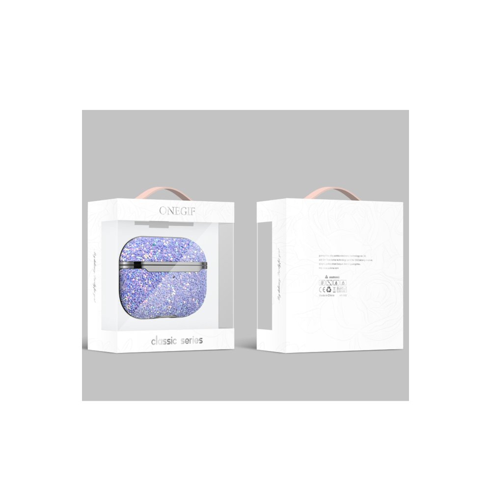 Onegif Airpods (1.nesil) Bright Simli Airpods Kapak - Derin Mor