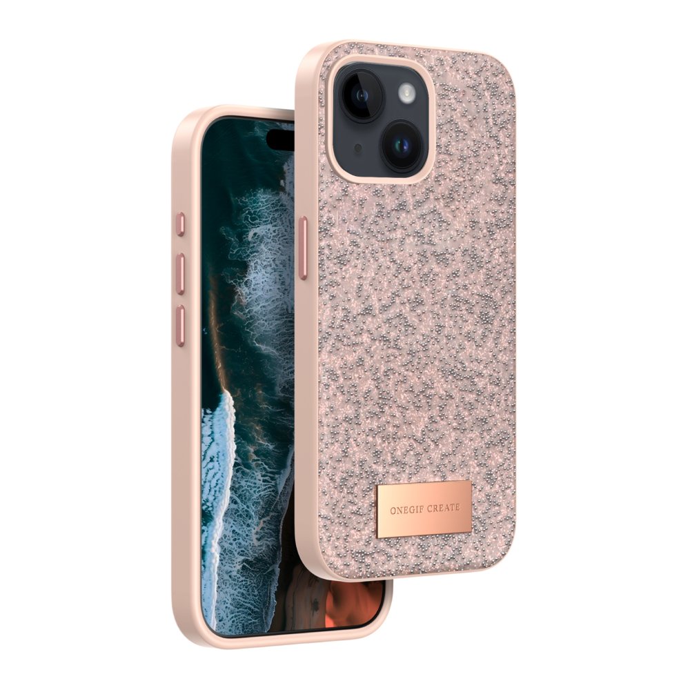 Onegif iPhone 15 Bright Simli Kapak - Pembe
