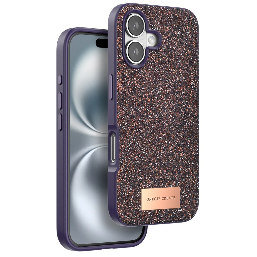 Onegif iPhone 16 Bright Simli Kapak - Derin Mor