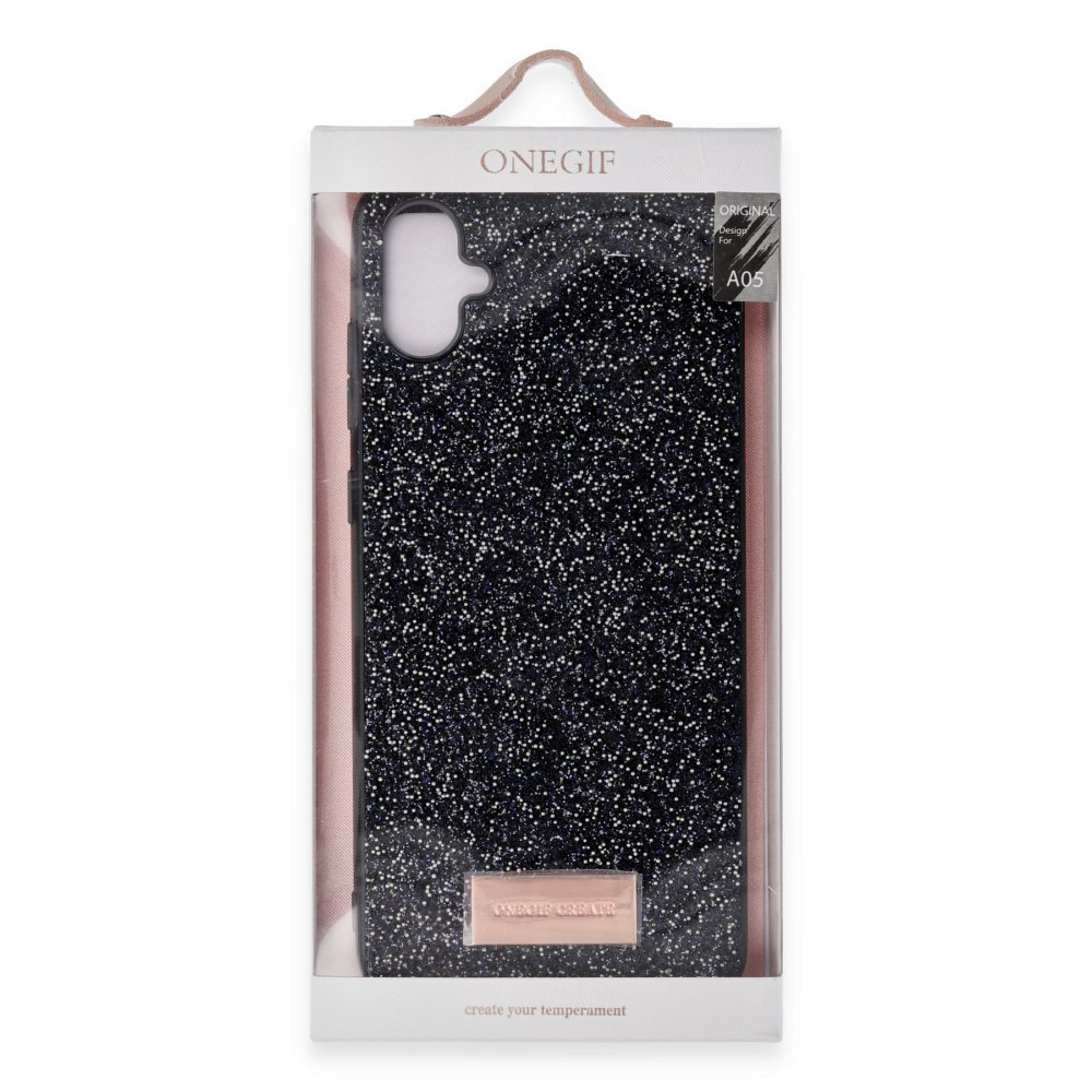 Onegif Samsung Galaxy A05 Bright Simli Kapak - Siyah