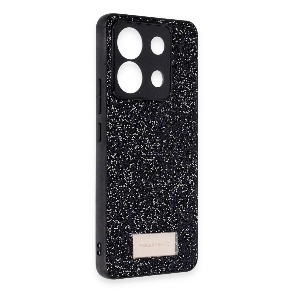 Onegif Xiaomi Redmi Note 13 Pro 5G Bright Simli Kapak - Siyah