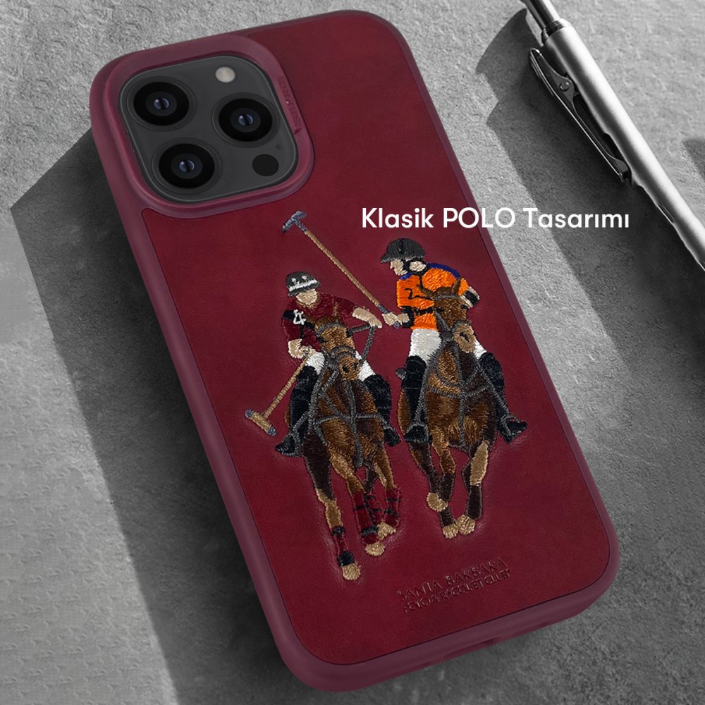 Santa Barbara Polo Racquet Club iPhone 13 Pro Jockey Deri Kapak - Kırmızı