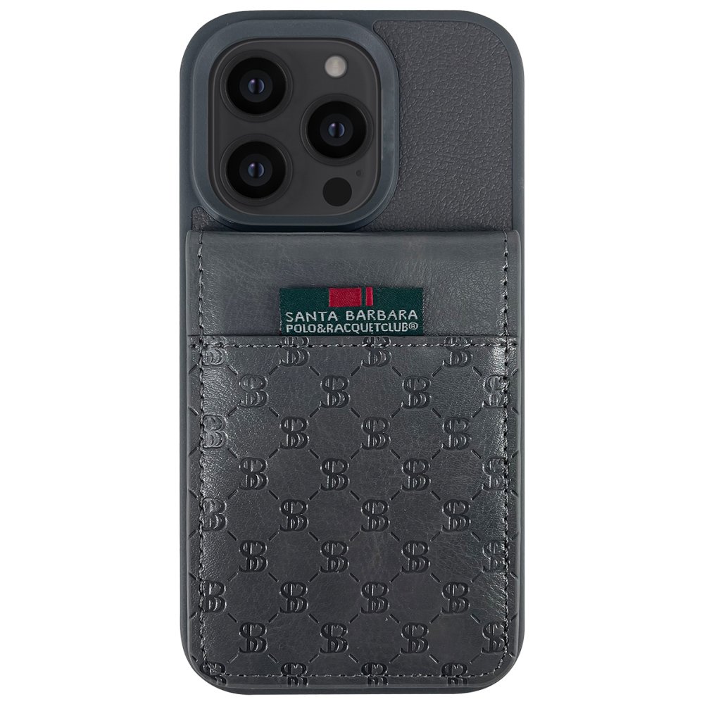 Santa Barbara Polo Racquet Club iPhone 13 Pro Max Hulda Kartvizitli Kapak - Gri