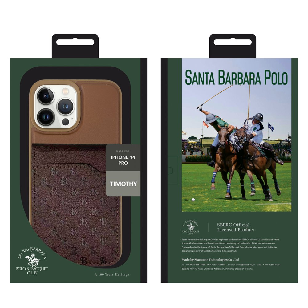Santa Barbara Polo Racquet Club iPhone 13 Pro Max Timothy Cüzdanlı Standlı Kapak - Kahverengi