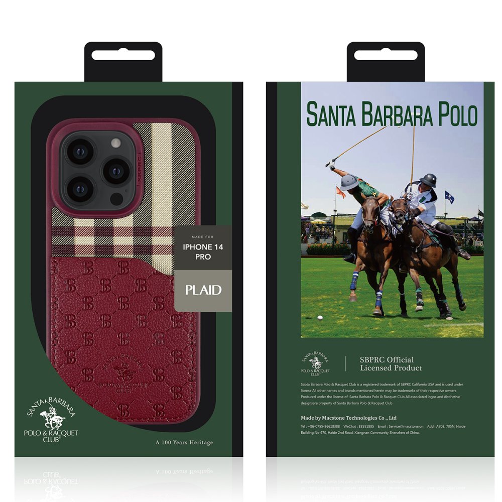 Santa Barbara Polo Racquet Club iPhone 13 Pro Plaid Kartvizitli Kapak - Kahverengi