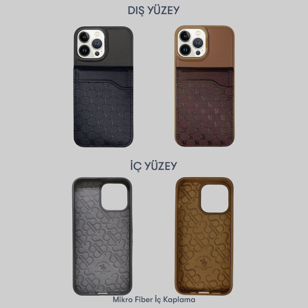 Santa Barbara Polo Racquet Club iPhone 13 Pro Timothy Cüzdanlı Standlı Kapak - Kahverengi