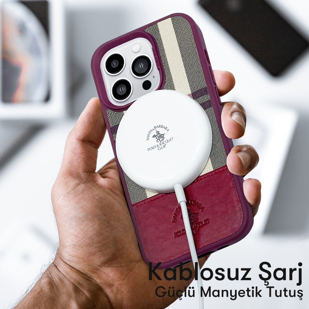 Santa Barbara Polo Racquet Club iPhone 14 Cyril Magsafe Kapak - Kırmızı