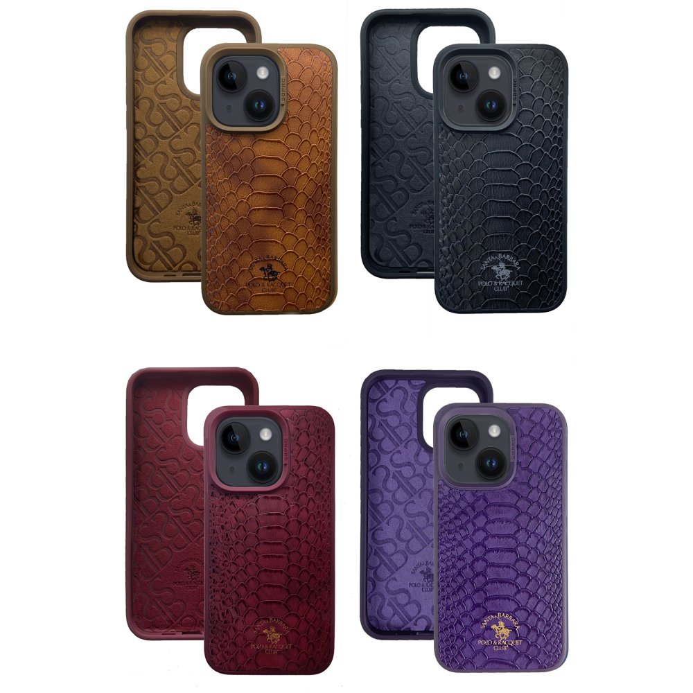 Santa Barbara Polo Racquet Club iPhone 14 Knight Deri Kapak - Lacivert