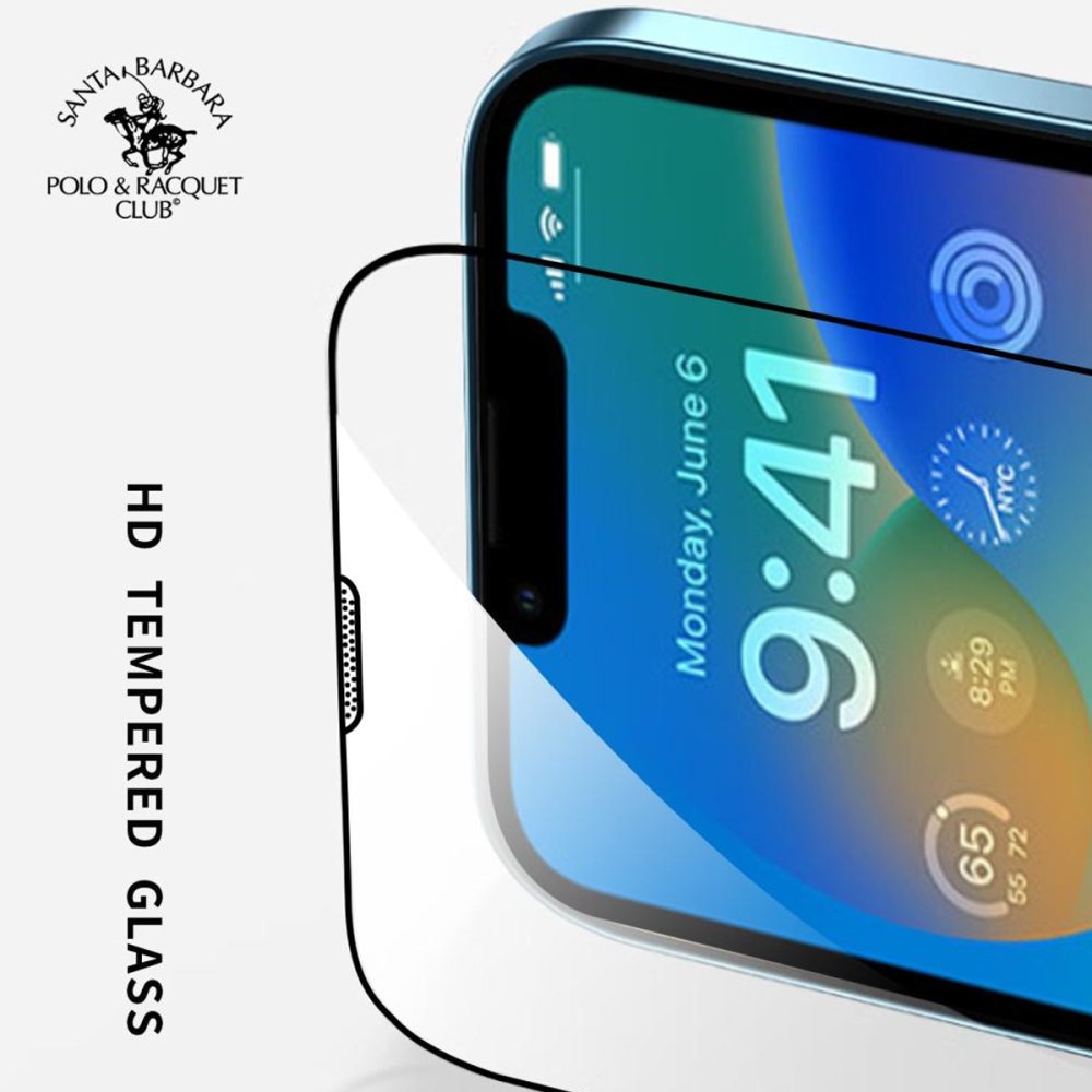 Santa Barbara Polo Racquet Club iPhone 14 Plus 3D Premium Cam Ekran Koruyucu - Siyah