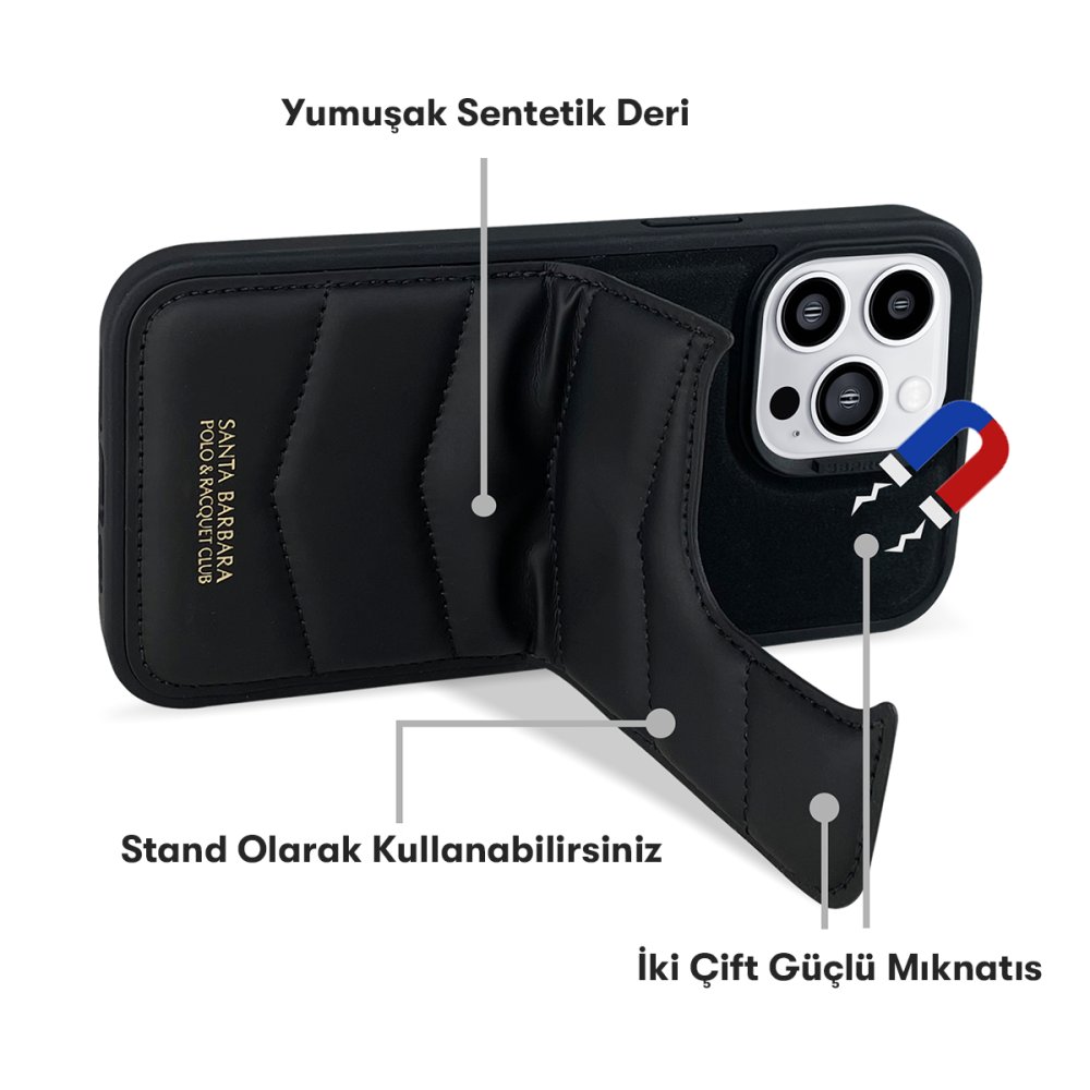 Santa Barbara Polo Racquet Club iPhone 14 Pro Clyde Stand Kapak - Kahverengi