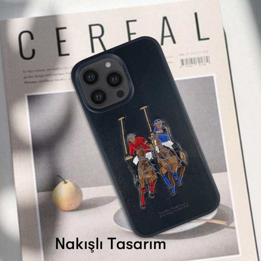 Santa Barbara Polo Racquet Club iPhone 14 Pro Max Jockey Deri Kapak - Kırmızı