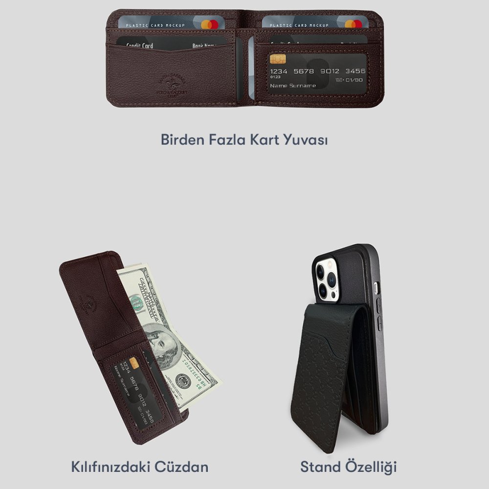 Santa Barbara Polo Racquet Club iPhone 14 Pro Max Timothy Cüzdanlı Standlı Kapak - Kahverengi