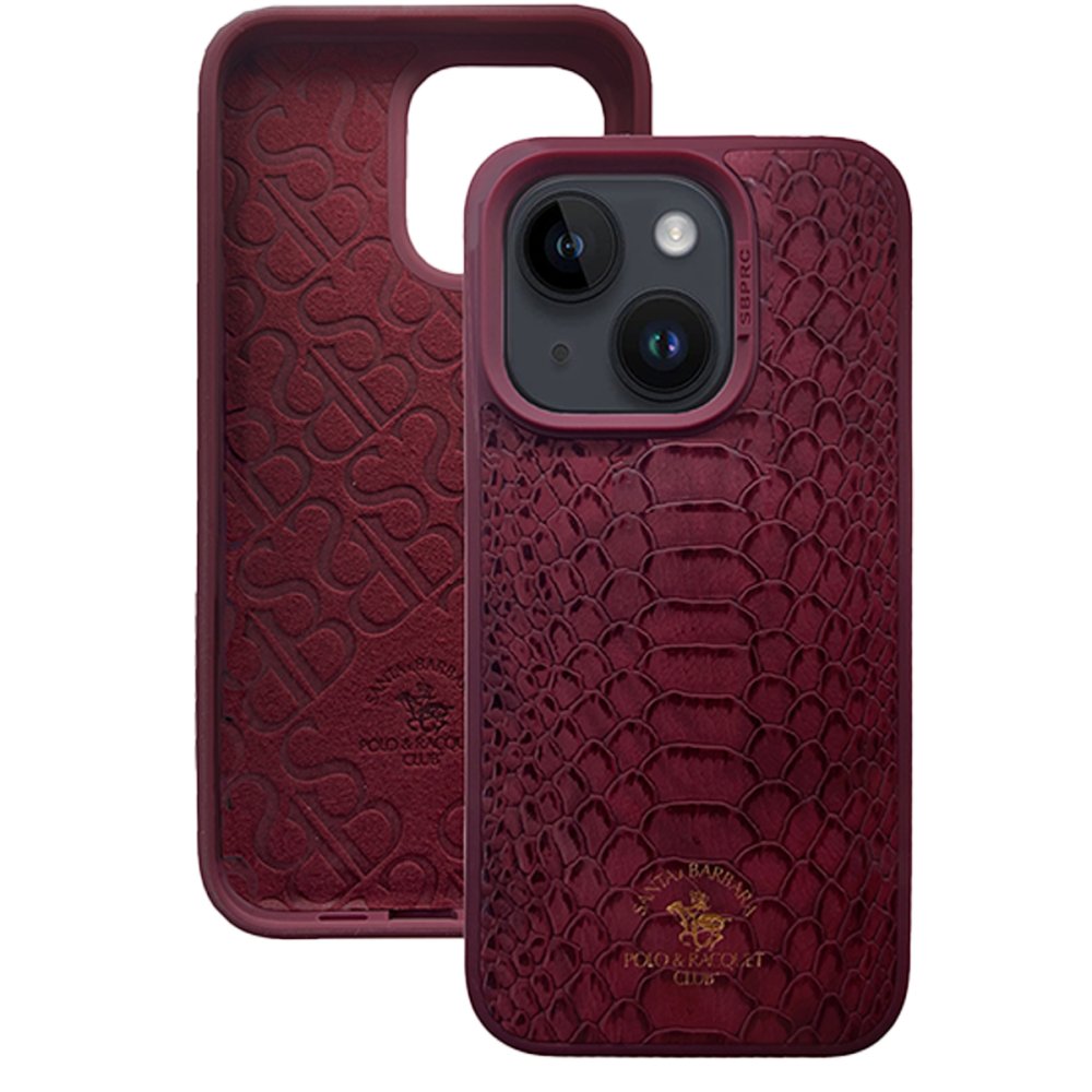 Santa Barbara Polo Racquet Club iPhone 15 Knight Deri Kapak - Kırmızı