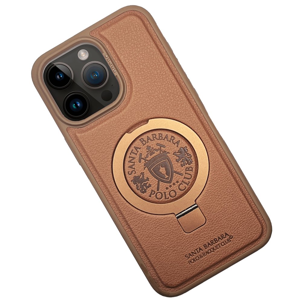 Santa Barbara Polo Racquet Club iPhone 15 Pro Max Primo Magsafe Stand Kapak - Kahverengi
